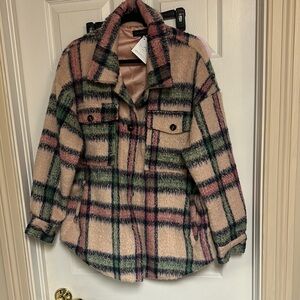 Pink Plaid Jacket - Pink and Green